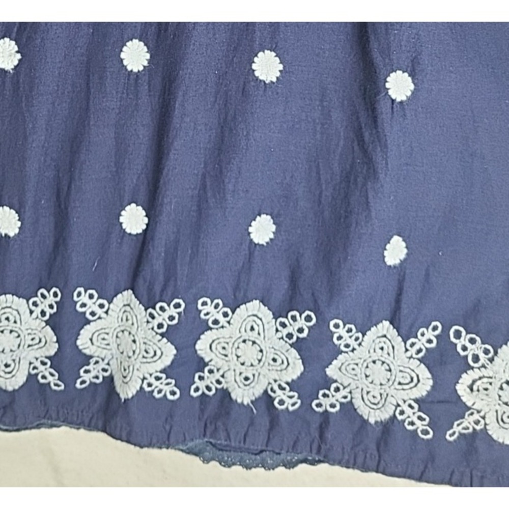 Vtg Cute Options Dress Women's Large Blue Floral Boho Milkmaid Embroidered Midi - Picture 6 of 13